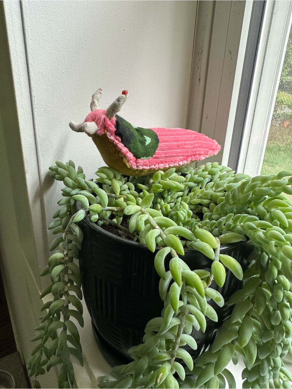 Handcrafted Plush Pink and Mustard Slug Snail
